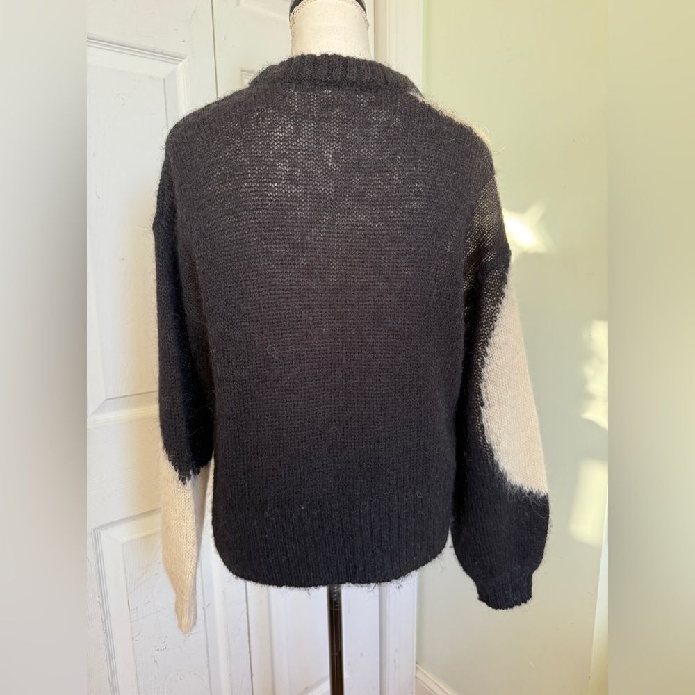 Asymmetrical Alpaca & Merino Wool  Black and White Gorman Sweater - Picture 4 of 7